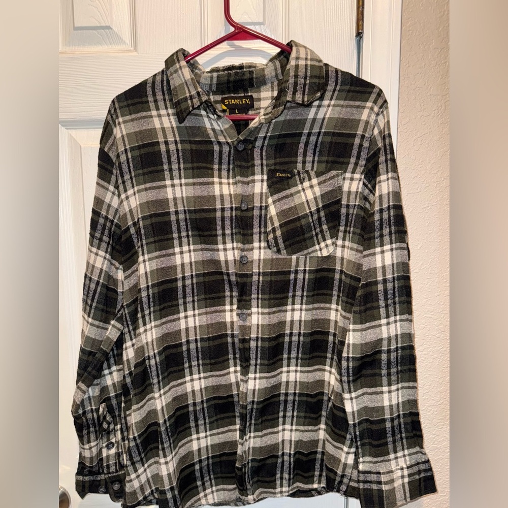 Stanley Men's Green and Black Plaid Button Down Shirt